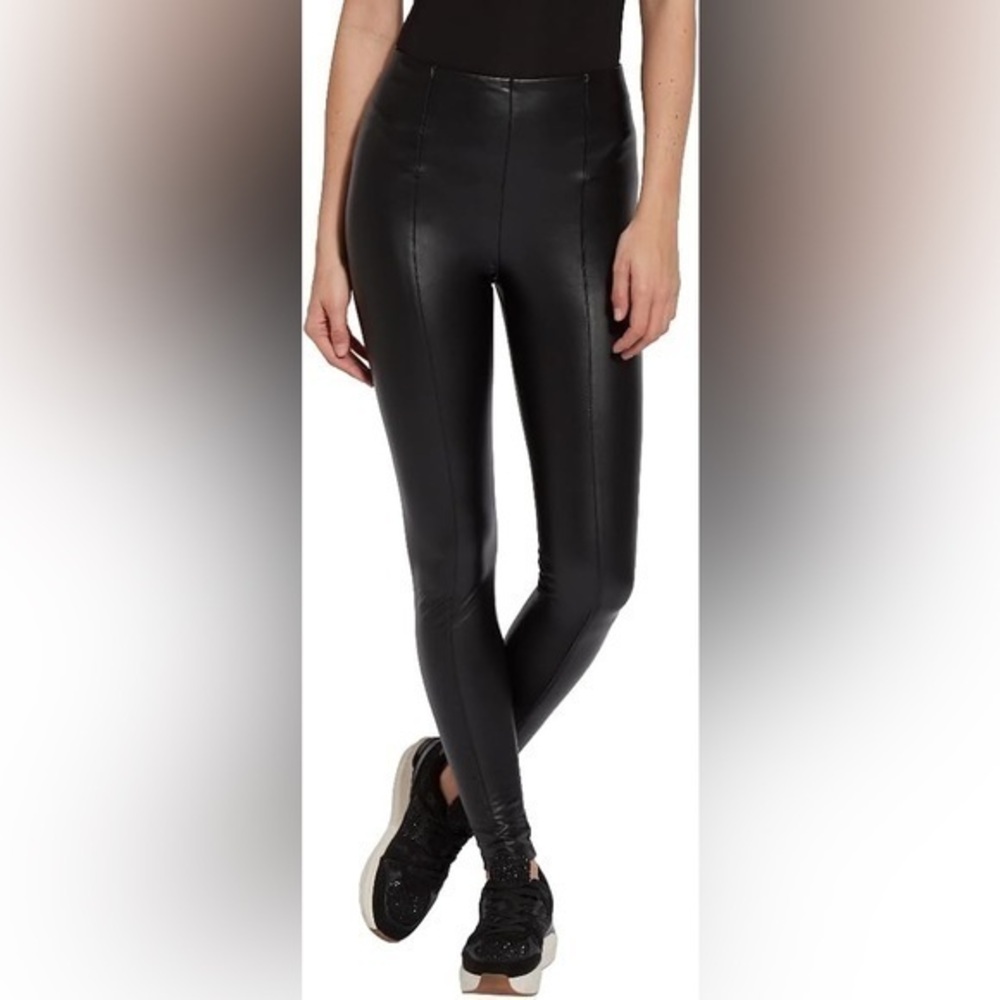 Lyses Black Coated High Waisted Ponte Leggings Women’s size XS EXTRA SMALL 2 0